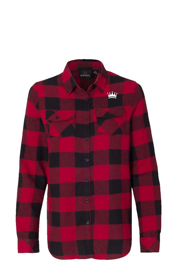 Womens "NOTORIOUS" Long Sleeve Red & Black Flannel