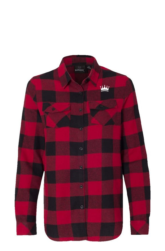 Womens "NOTORIOUS"  Long Sleeve Red & Black Flannel