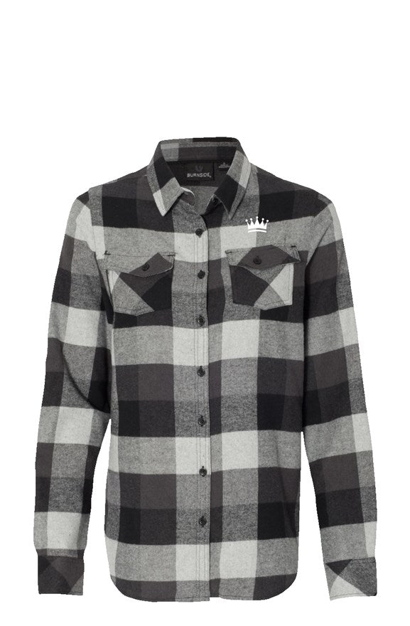 Saints and Crowns Women's Long Sleeve Flannel Grey and Black