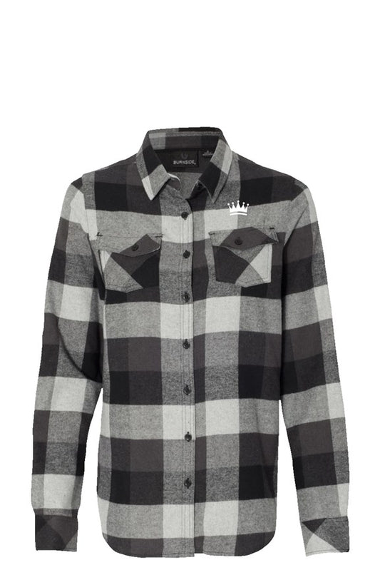 Saints and Crowns Women's Long Sleeve Flannel Grey and Black